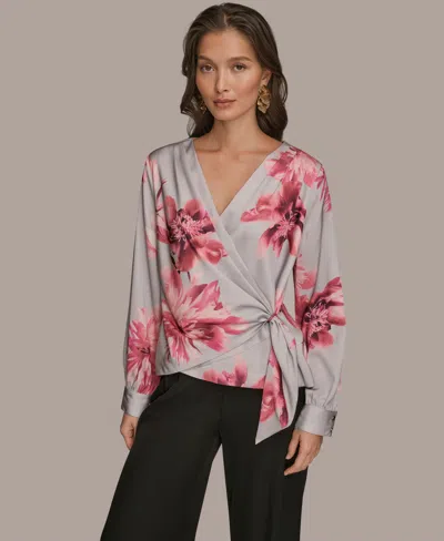 Donna Karan Women's Floral Print Long-sleeve Top In Multi