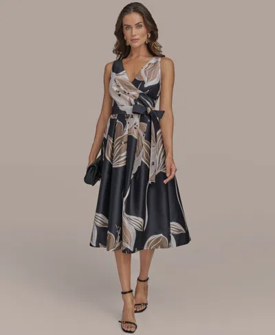 DONNA KARAN WOMEN'S FLORAL PRINT SLEEVELESS A-LINE DRESS