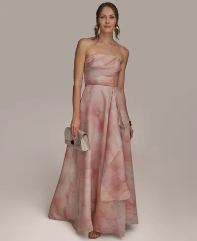 Donna Karan Women's Floral Print Strapless Ball Gown In Apricot Multi