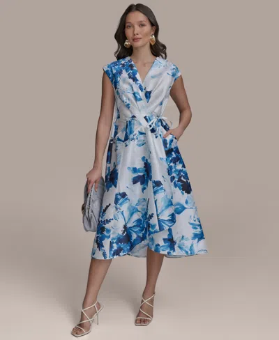 Donna Karan Women's Floral-print Tie-waist Midi Dress