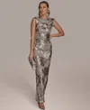 Donna Karan Women's Floral-sequined Gown In Dark Clay