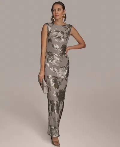 Donna Karan Women's Floral-sequined Gown In Dark Clay