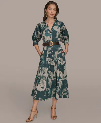DONNA KARAN WOMEN'S FLORAL SHIRT DRESS