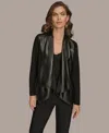 Donna Karan New York Flyaway Faux Leather & Knit Jacket In Black