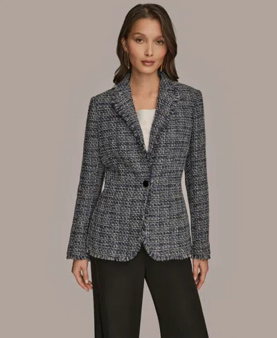 Donna Karan Women's Fringe Button Closure Jacket In Gray
