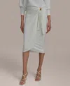 Donna Karan New York Gathered Waist Faux Wrap Skirt In White