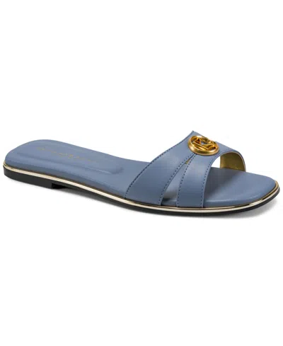 Donna Karan Women's Halo Slip-on Flat Sandals In Blue