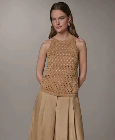 Donna Karan Women's Halter Crewneck Hotfix Sweater In Brown
