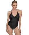 Donna Karan Women's Halter Neck Tankini In Black