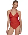 Donna Karan Womens Halter Neck Tankini Bottoms In Red
