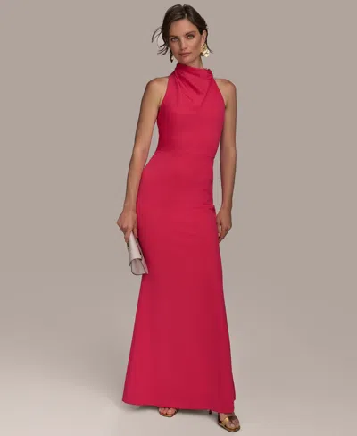 Donna Karan Women's Hardware Halter Neck Sleeveless Gown In Audacious