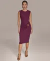 Donna Karan New York Side Buckle Detail Sheath Midi Dress In Purple