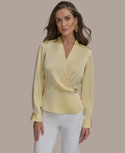 Donna Karan Women's Hardware-trim Faux-wrap Blouse In Panna Cotta