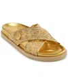 Donna Karan Women's Harisa X- Band Slip-on Flat Sandals In Tan,gold