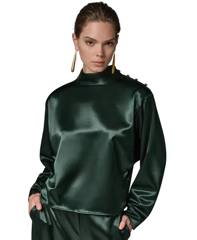 Donna Karan Women's High Mock Neck Top In Black Forest