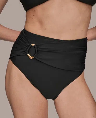 Donna Karan Women's High-waist Bikini Bottoms In Black