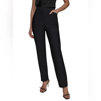 Donna Karan Women's High-rise Straight Legged Pants In Midnight Black