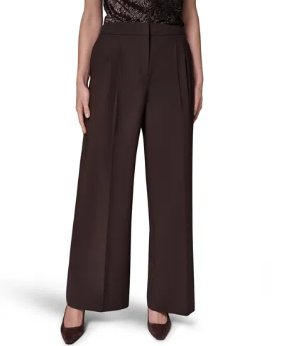 Donna Karan Women's High-waist Wide-leg Pleated Trousers In Brown