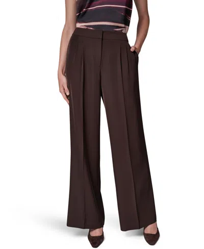 Donna Karan Women's High-waisted Wide-leg Pants In Burgundy