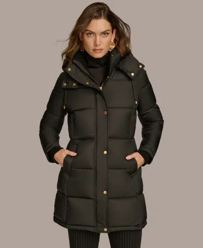 Donna Karan Women's Hooded Puffer Coat In Black