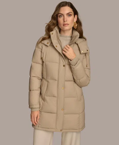 Donna Karan Women's Hooded Puffer Coat In Brown