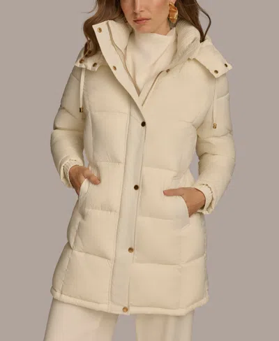 Donna Karan Women's Hooded Puffer Coat In White