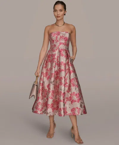 Donna Karan Women's Jacquard Strapless A-line Dress In Pink