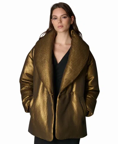 Donna Karan Women's Jacquard Wrap Shawl-collar Jacket In Gold