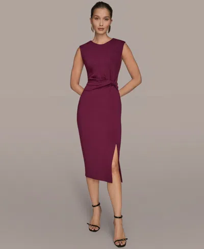 Donna Karan Women's Jewel-neck Front-slit Sheath Dress In Purple