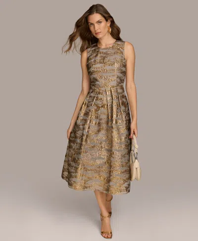 Donna Karan Women's Jewel-neck Metallic Dress