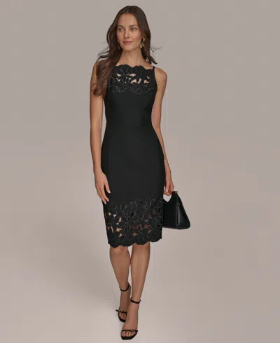 Donna Karan Women's Lace-trim Sheath Dress In Black
