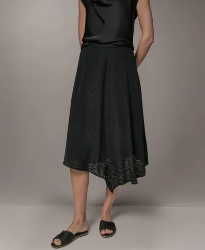 Donna Karan Women's Laser Cut High-low Skirt In Black