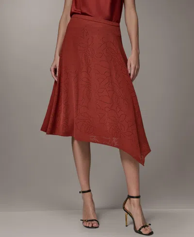 Donna Karan Women's Laser Cut High-low Skirt In Brown
