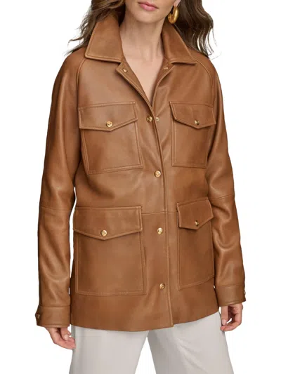 Donna Karan Women's Leather Field Jacket In Brown