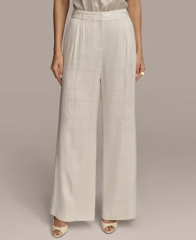 Donna Karan Women's Linen-blend Jacquard Wide-leg Pants
