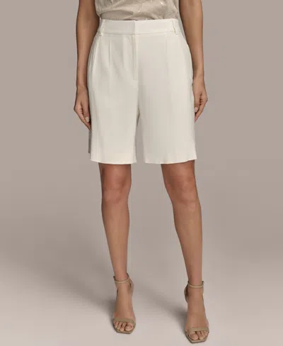 Donna Karan Women's Linen-blend Pleated Shorts In White