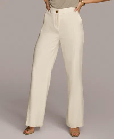 Donna Karan Women's Linen-blend Straight-leg Pants In Cream