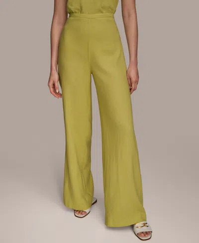 Donna Karan Women's Linen-blend Wide Leg Pants In Green