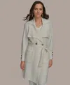 Donna Karan New York Tie Waist Double Breasted Cardigan In Cream