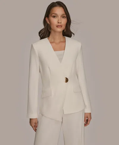 Donna Karan Women's Long Sleeve Asymmetrical Blazer In White