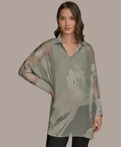 Donna Karan Women's Long-sleeve Burnout Tunic