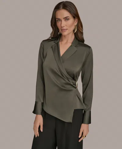 Donna Karan Women's Long-sleeve Collared Blouse