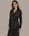 Donna Karan Women's Long-sleeve Collared Blouse In Black