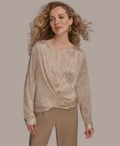 Donna Karan New York Croc Burnout Drape Top In Brown