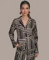 Donna Karan Women's Long Sleeve Geo Print Button Down Shirt