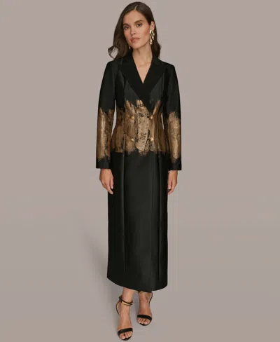 Donna Karan Women's Long Sleeve Jacquard Coat Dress In Multi