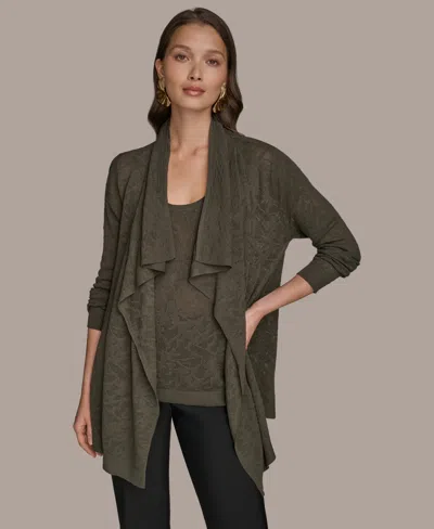 Donna Karan Women's Long-sleeve Open Angle Hem Cardigan Sweater