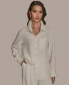 Donna Karan Women's Long Sleeve Pinstripe Button-down Shirt, Regular & Petite In White