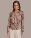 Donna Karan New York Floral Satin Surplice Top In Multi