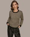 Donna Karan Women's Long Sleeve Two-tone Sweater In Multi